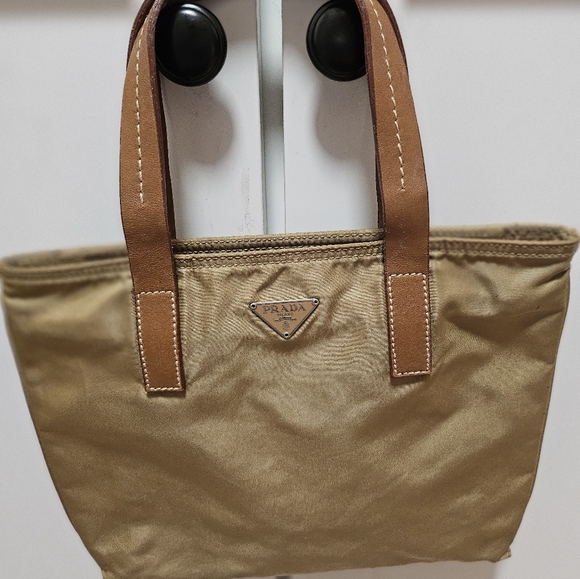 Prada | mini khaki nylon 'Tessuto' tote bag - Picture 1 of 8